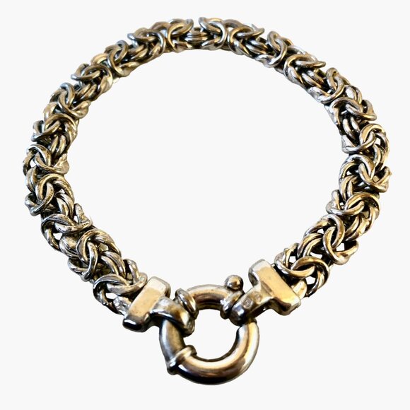 Sterling Silver Chain Bracelet Vintage Signed 16 grams Made in Italy 7.5" - Picture 12 of 13